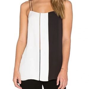 Vince. 100% Silk Black and Cream White Top